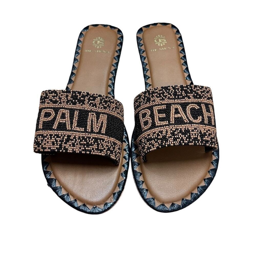 De Siena “Palm Springs “ Flat Sandal in Black & Brown NWT Size 41/USA 11